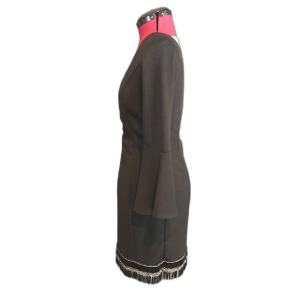Divina Pele Elegant Black Sheer Illusion Cocktail Dress Size Small Beaded Hem - Picture 4 of 11